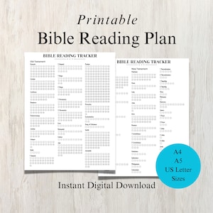 Printable Bible Reading Plan, Daily Bible Study Planner Insert, Bible Reading Tracker, Faith Planner, A4 A5 Letter Size, Bible Planner