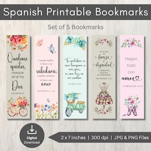 Marcadores de Bíblia em Espanhol, Conjunto de Marcadores, Marcadores de Versículos Bíblicos para Imprimir, Marcadores de Escrituras, Marcadores de Bíblia, Marcador de Página, Marcador PNG