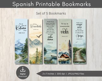 Marcadores de versículos bíblicos em espanhol: PNG cristão para impressão (download digital)