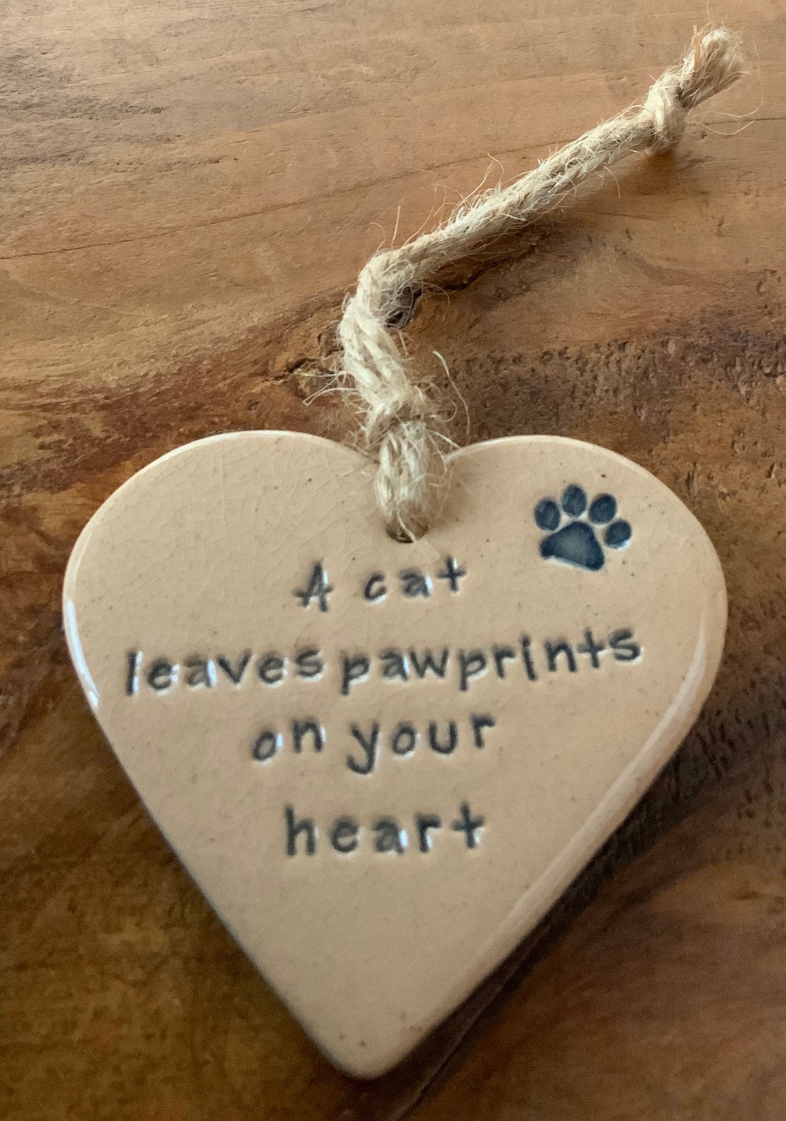 A Cat Leaves Paw Prints on Your Heart Handmade Ceramic Etsy