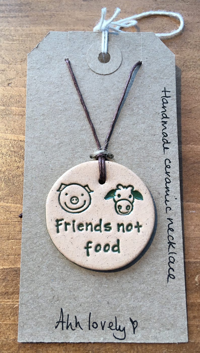 Friends not food necklace beautiful handmade ceramic gift image 0