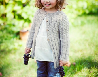 Autumn breeze sweater/ knitted alpaca wool cardigan/ girl sweater/ eco friendly baby cardigan/ beige alpaca hand knitted sweater