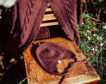Forest's secret sweater /baby coat / Hand knitted wool sweater / Children Cardigan / toddler sweater / Brown toddler cardigan