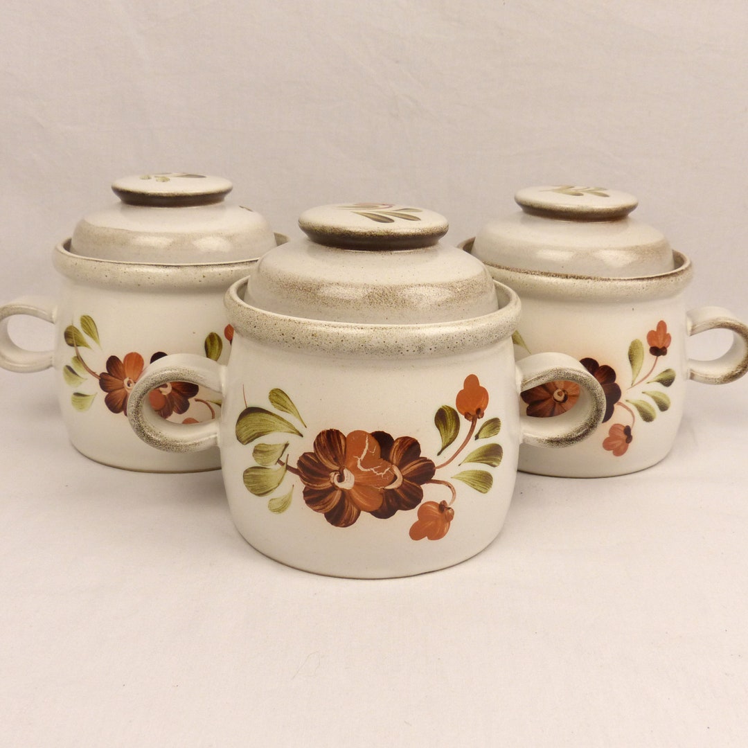 Soup Bowls with lids Set of 2 or 3 Denby Serenade. 3 sets covered soup