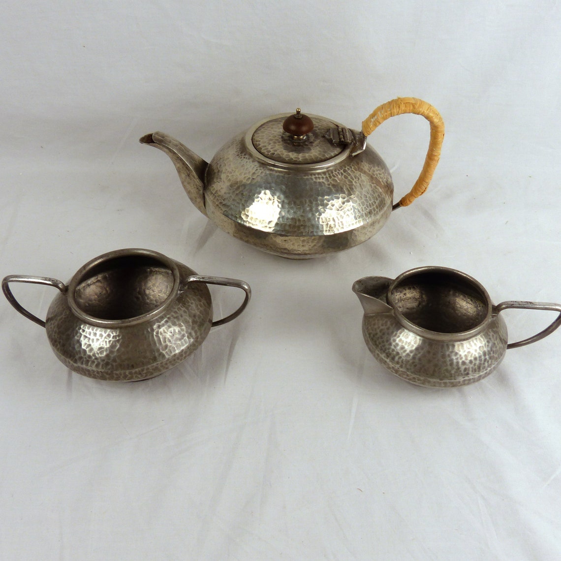 Antique Hammered Pewter Arts and Crafts Tea Set Civic Pewter Etsy Sweden
