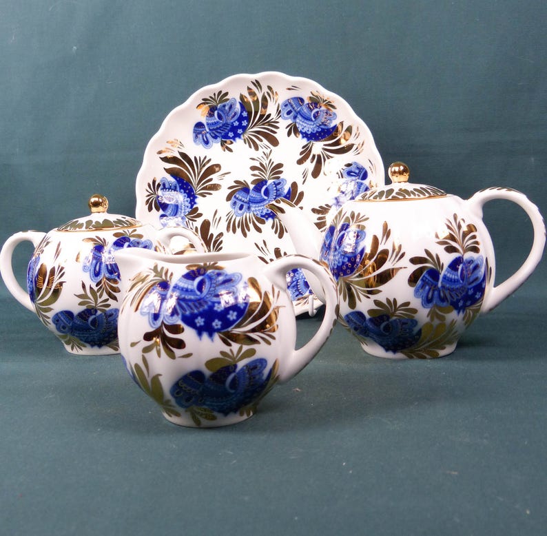 Lomonosov Russian Porcelain Tea Set Golden Garden pattern. Etsy