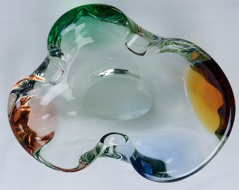 Frantisek Zemek Rhapsody Art Glass Bowl: Vintage Bohemian Czech Mstisov