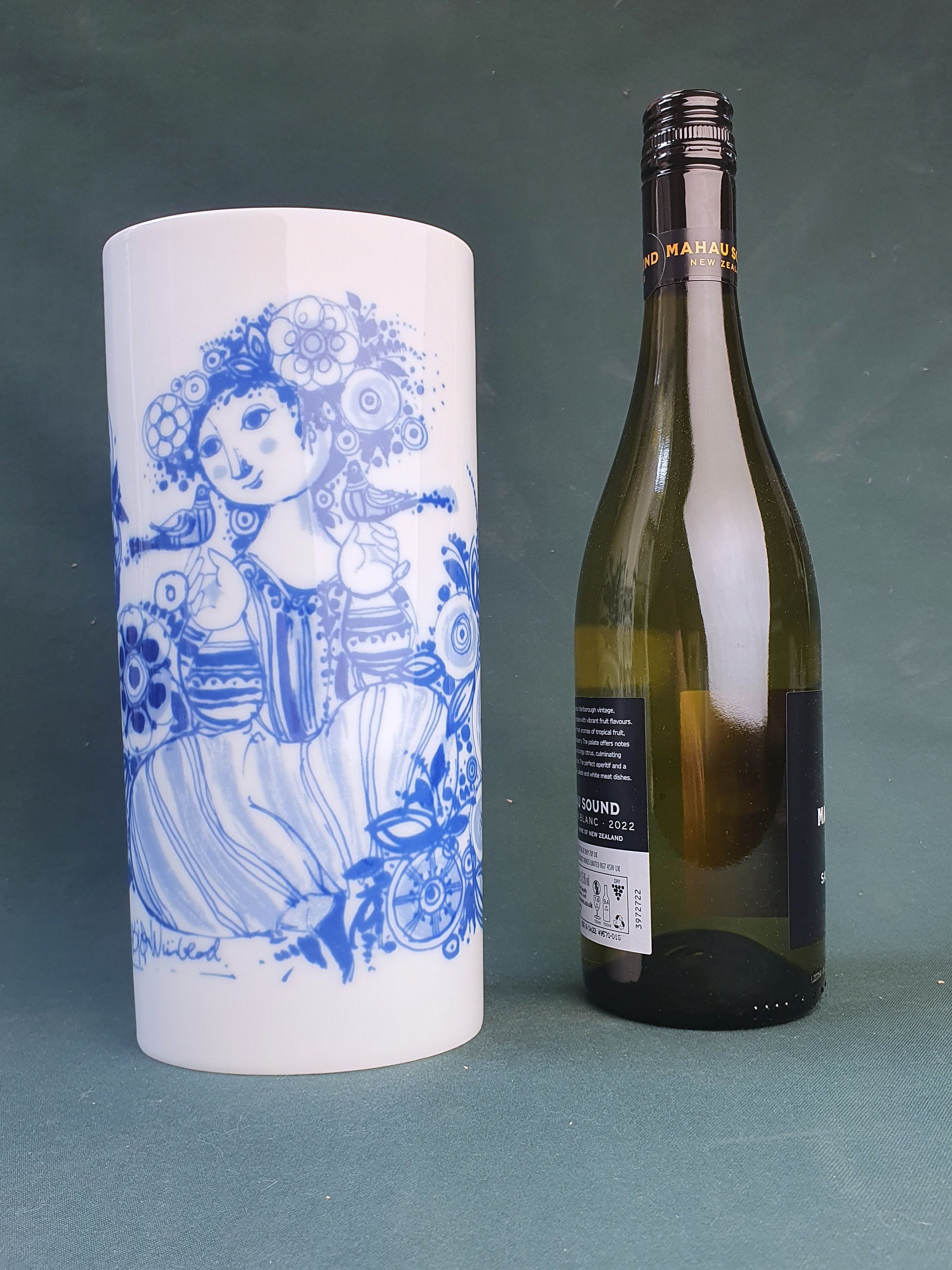 Bjorn Wiinblad Rosenthal Vase: Studio Linie, Blue Oriental Fantasy