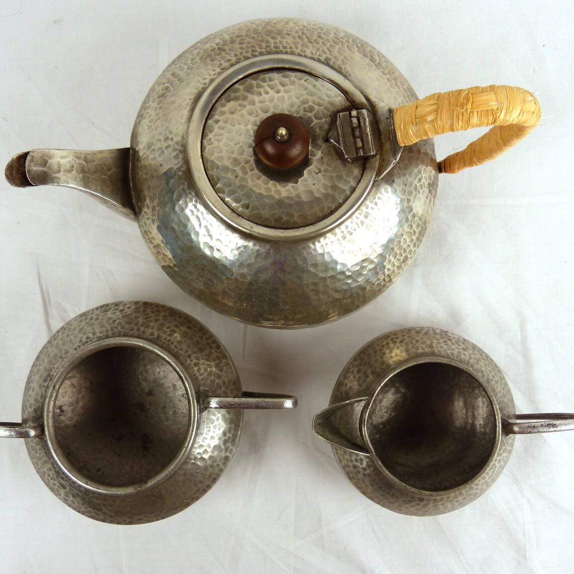 Antique Hammered Pewter Arts and Crafts Tea Set Civic Pewter Etsy Sweden