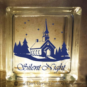 Silent Night Winter Chapel Decal for Glass Block / Vinyl  Inspirational Decal