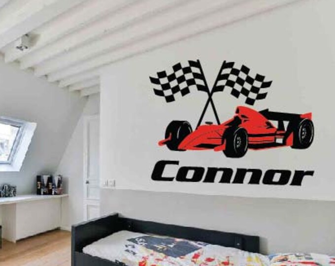 Race Car Wall Decal Personalized With Name - Etsy