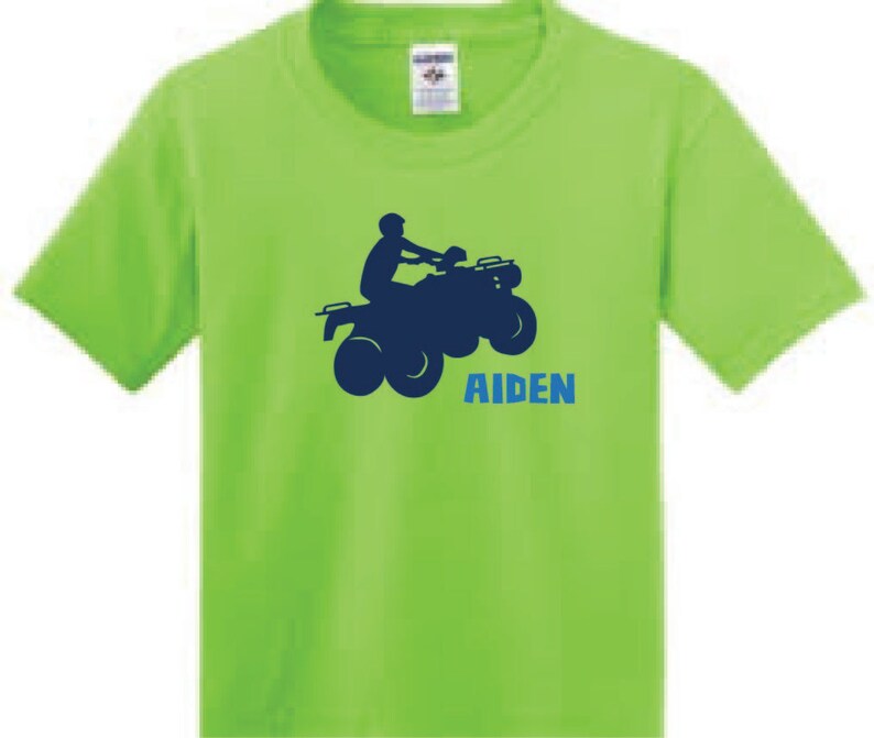 Personalized ATV t shirt, boy 4 wheeler shirt with name image 2