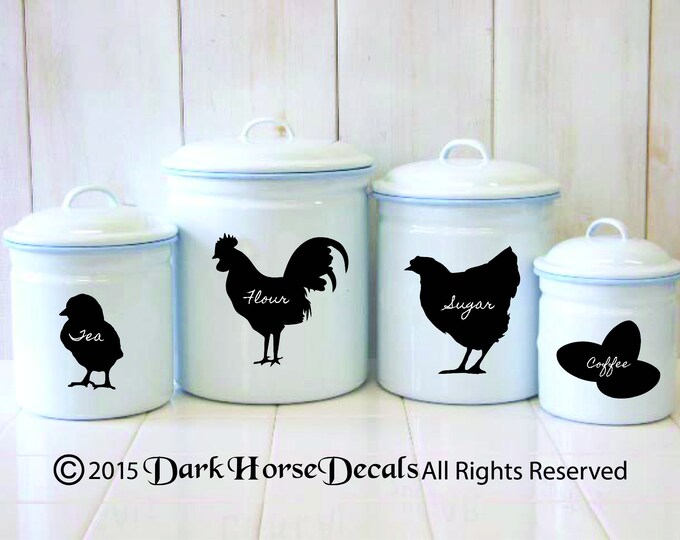 Chicken Chalkboard Canister Labels Set of 4 Rooster Hen Etsy
