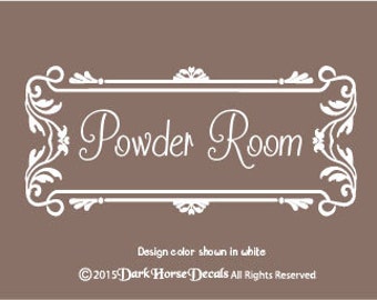 Vintage Powder Room Decal for Wall, Door or Glass - Bathroom Vinyl Decal
