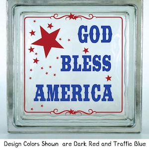 God Bless America Decal for Glass Block / Vinyl Decal