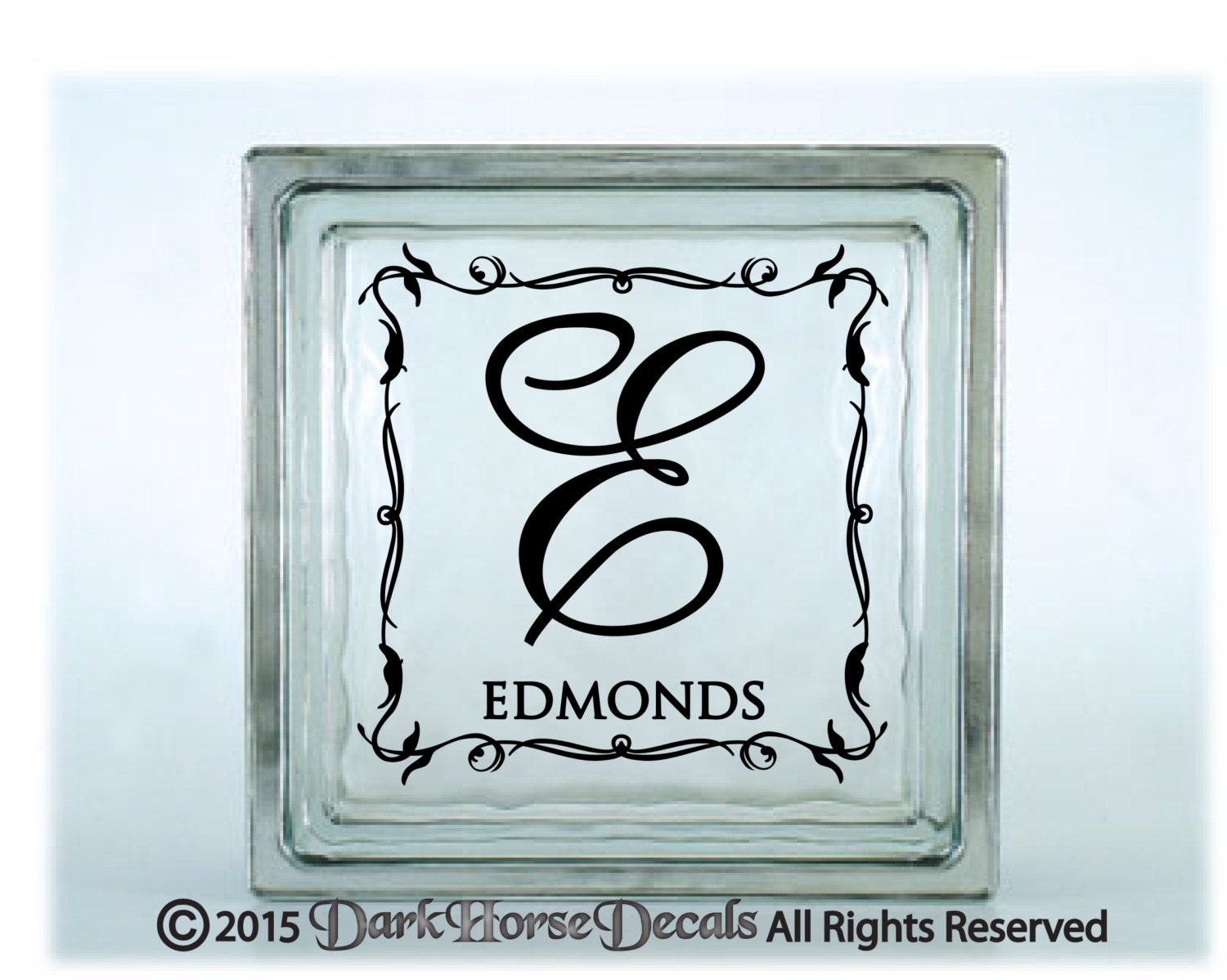 Elegant Monogram Personalized Decal for Glass Block / Vinyl Etsy