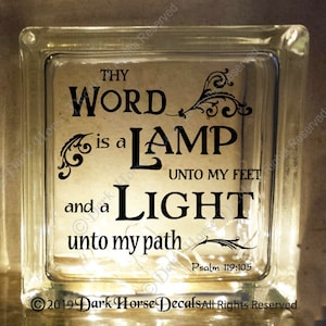 Thy Word is a Lamp Unto My Feet Decal for Glass Block / Vinyl Decal