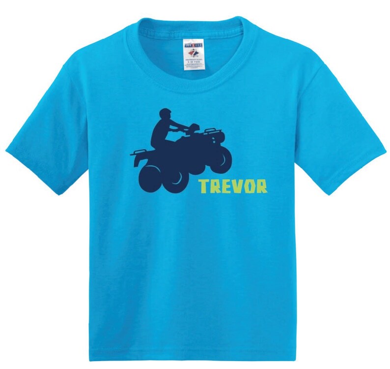 Personalized ATV t shirt, boy 4 wheeler shirt with name image 1