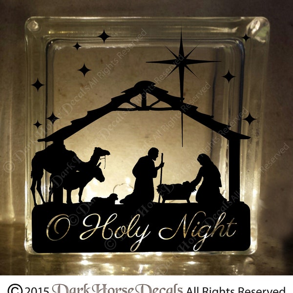 O Holy Night Nativity Scene Decal for Glass Block / Vinyl  Inspirational Decal