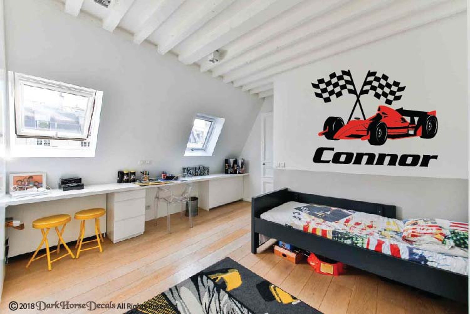 Race Car Wall Decal Personalized With Name Etsy