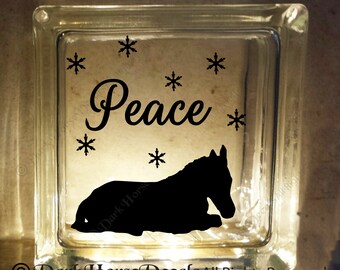 Peace Foal Christmas Decal for Glass Block / Vinyl Decal