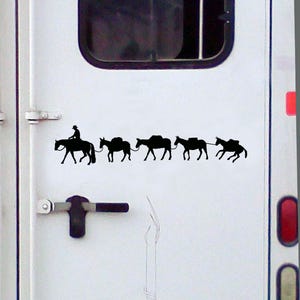 Rider with Mule Pack String Decal for Vehicle or Trailer