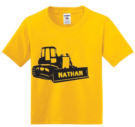 Personalized Bulldozer T Shirt, Boy With Caterpillar Shirt With