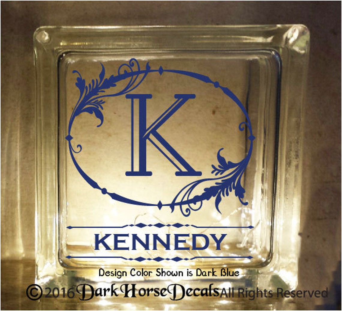 Oval Leaf Border Monogram Personalized Decal for Glass Block Etsy