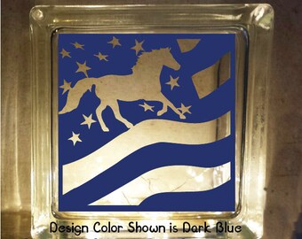 Patriotic Horse Decal for Glass Block / Vinyl Decal