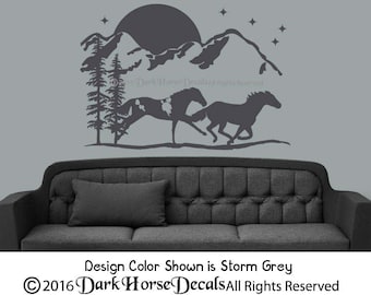 Moonlight Mustangs/Running Horses wall decal - horse - vinyl wall decal