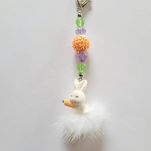 Fluffy Bunny Beaded Scissor Fob