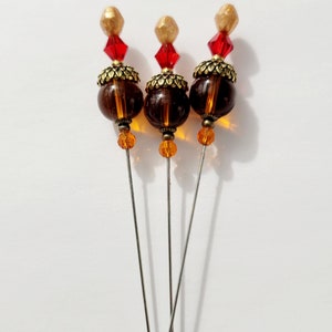 Glass Acorn Counting Pin, lapel pin, hat pin. Frogger, thread picker, thread puller