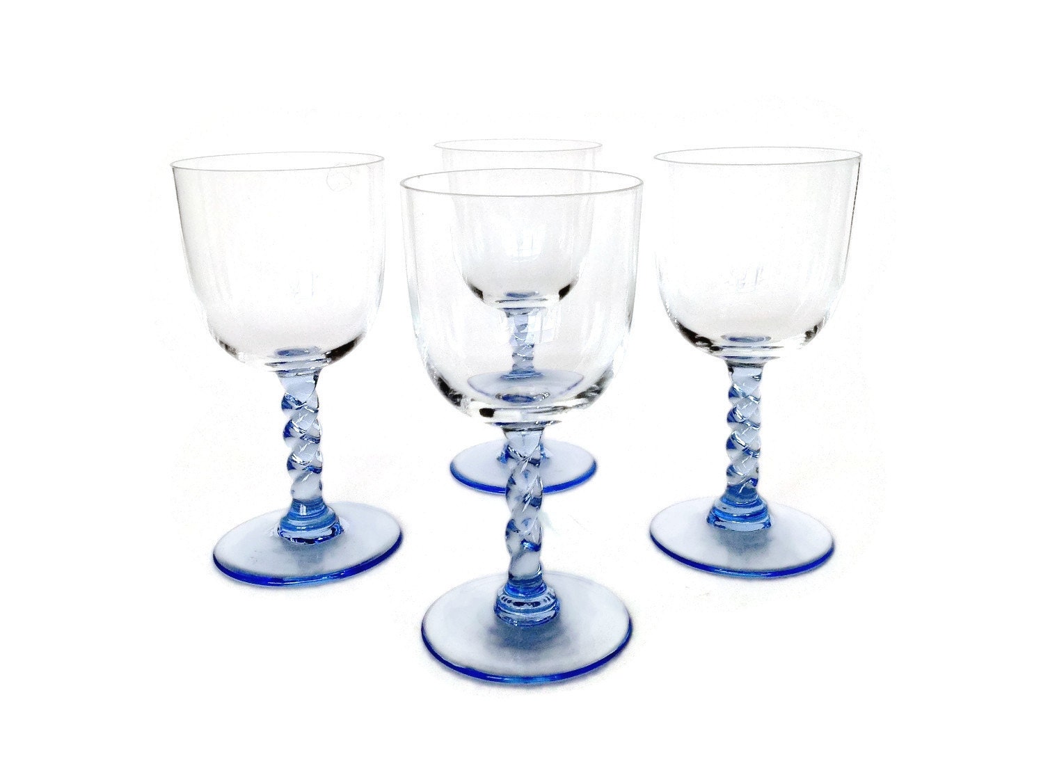 Soft Blue Stemmed Wine Glasses Cordial or Aperitif Glasses Etsy