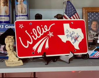 Willie Nelson Vintage Autographed Vanity License Plate