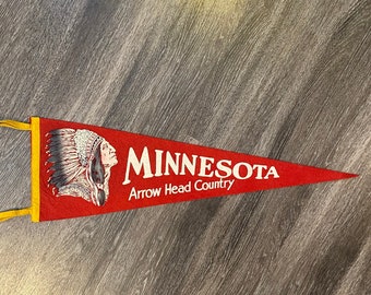 Minnesota Arrow Head Country Vintage Indian Chief Pennant