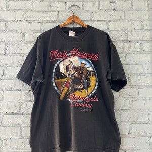 Vintage 2000 Merle Haggard Motorcycle Cowboy T shirt