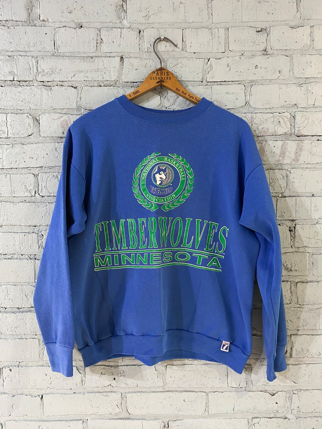 Vintage 90'S Logo 7 Minnesota Timberwolves Crewneck Etsy