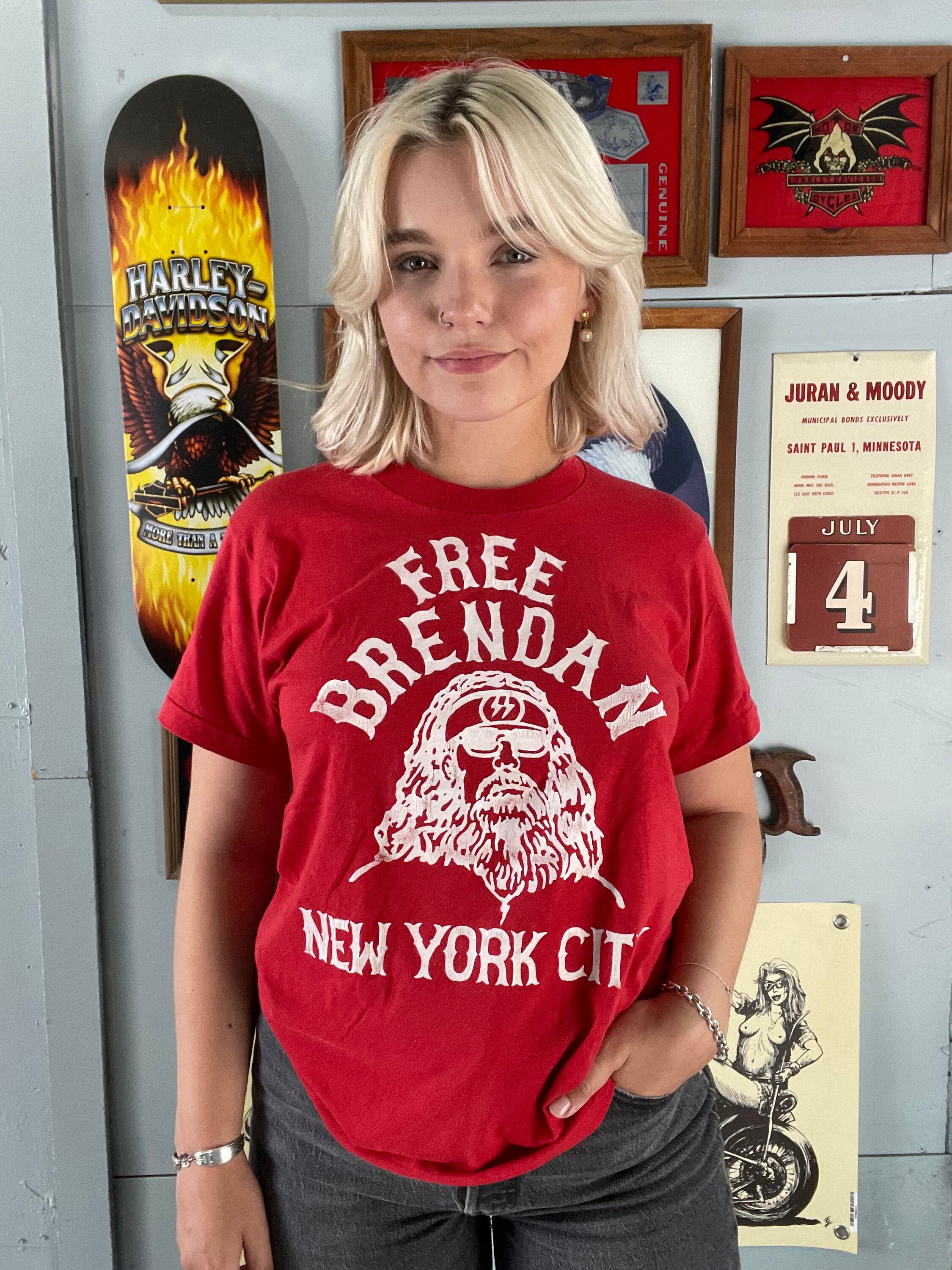 Vintage 80s Biker Free Brendan - New York City 81 T-shirt - Etsy