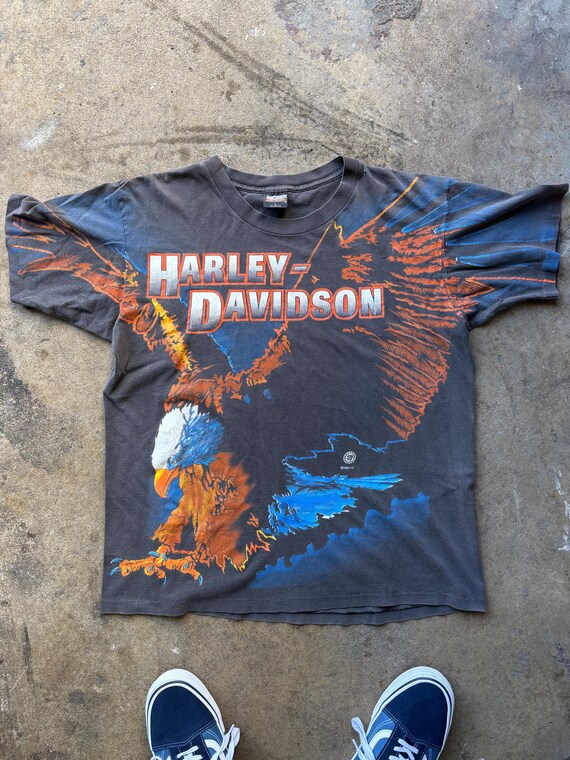 Vintage Harley-davidson AOP Eagle T Shirt Sz Large - Etsy