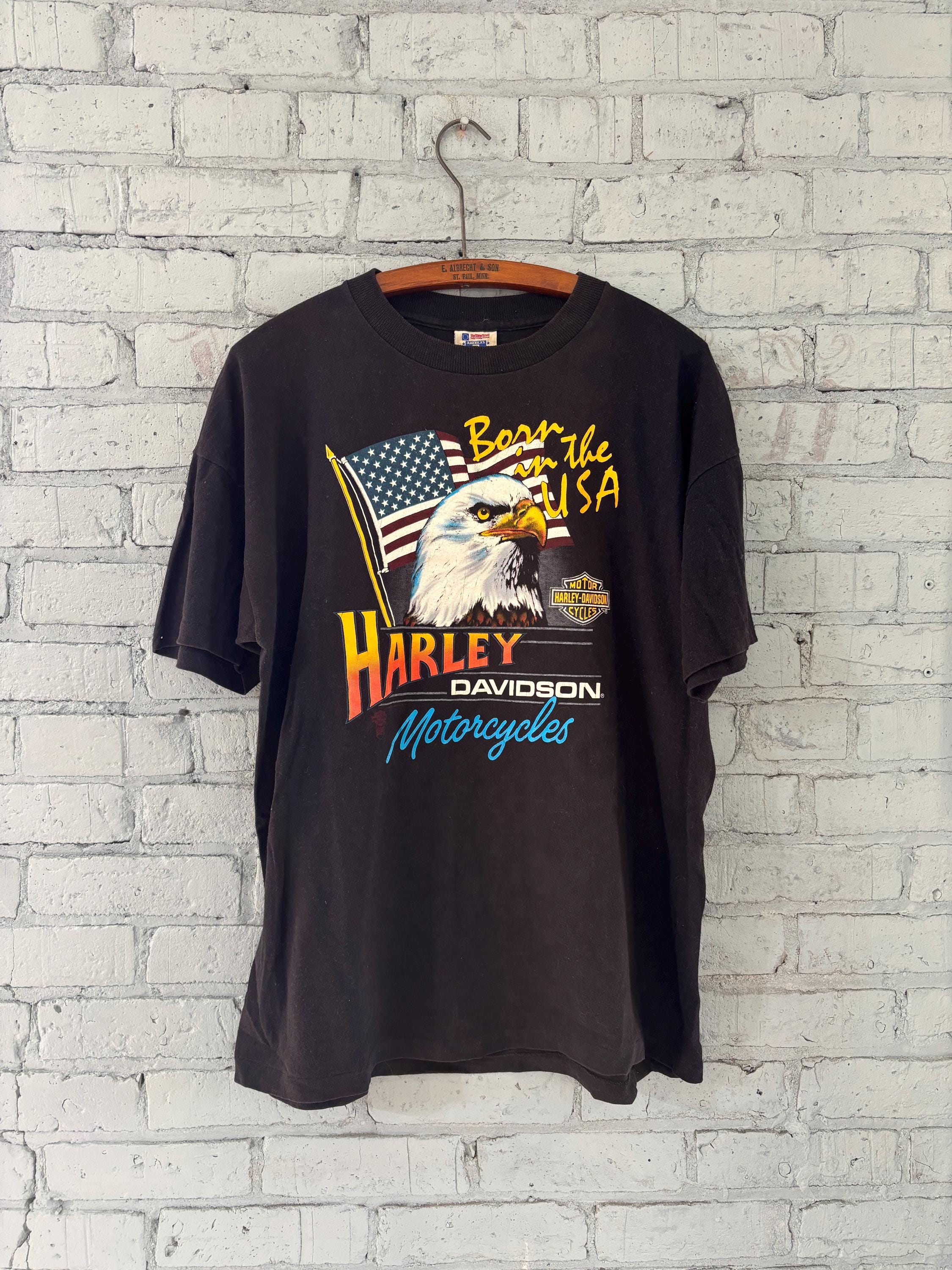 トップス 80s Harley Davidson Born in the USA ted Vintage 80's Harley Davidson - Born is the USA T Shirt - Etsy