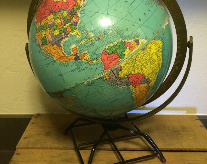 1962 Replogle 10 Inch Reference Globe With Metal Wire Base - Etsy