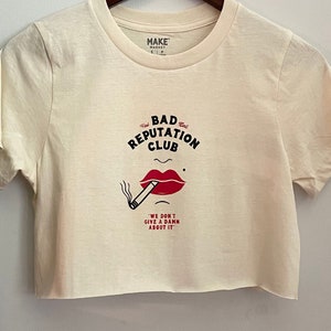 Bad Reputation Club off-white cotton cropped tee