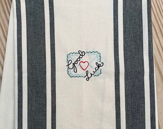'Good Luck' love letter kitchen / tea towel