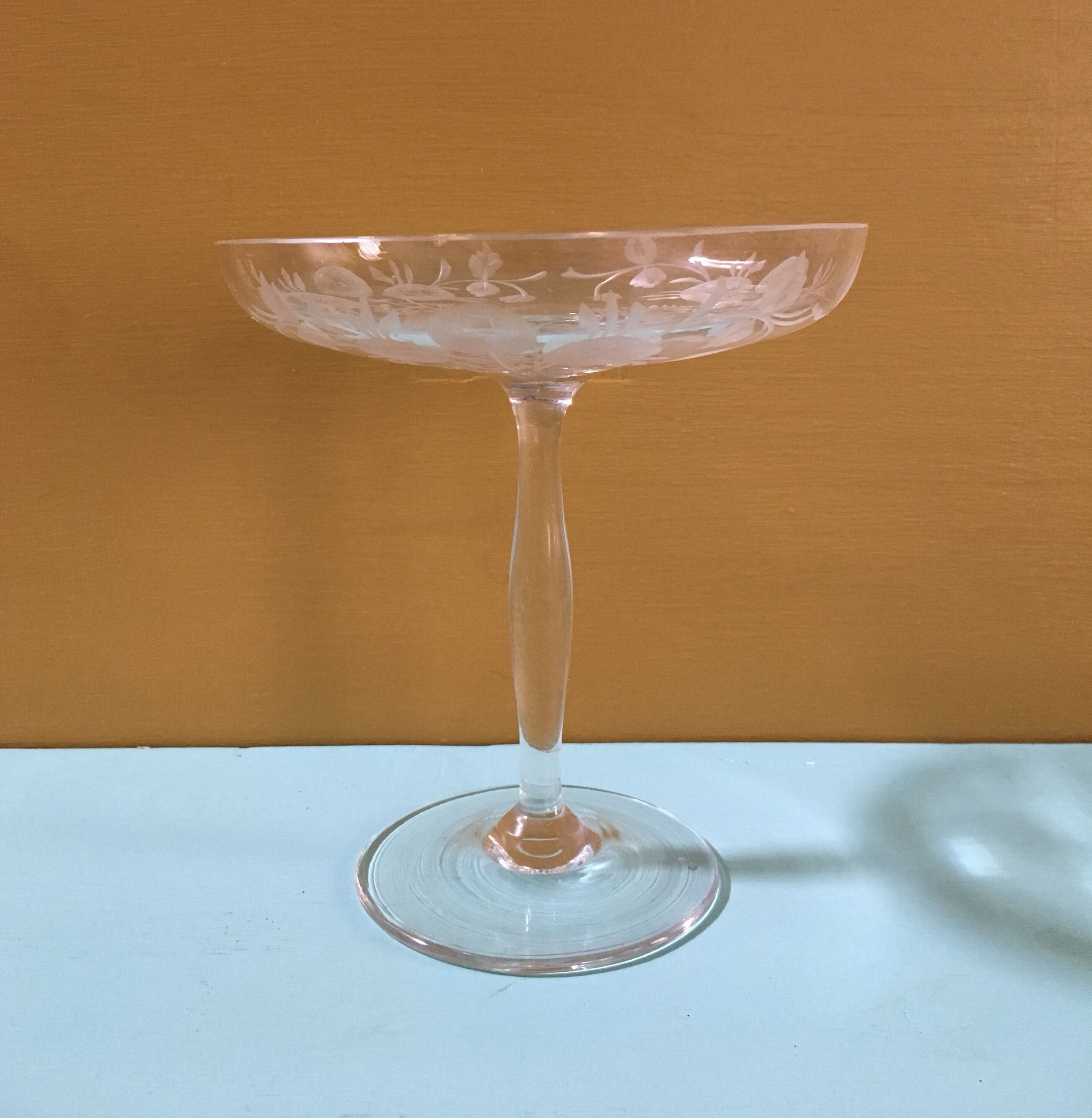 Vintage 1930s - art deco large wide clear coupe champagne ...