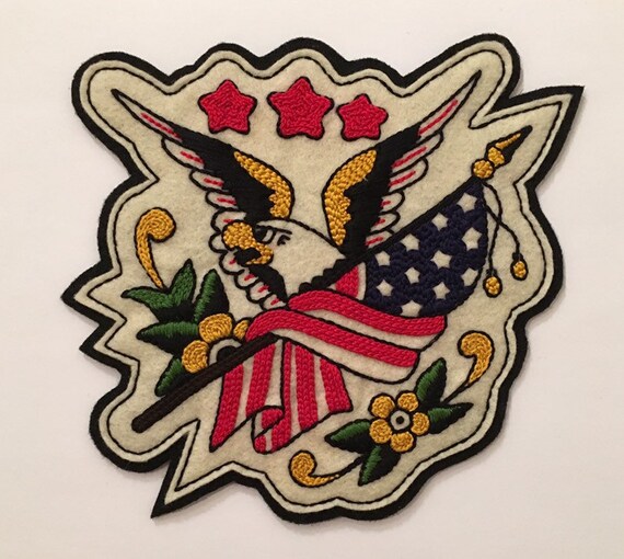 Large Sailor Jerry American bald eagle and flag patch