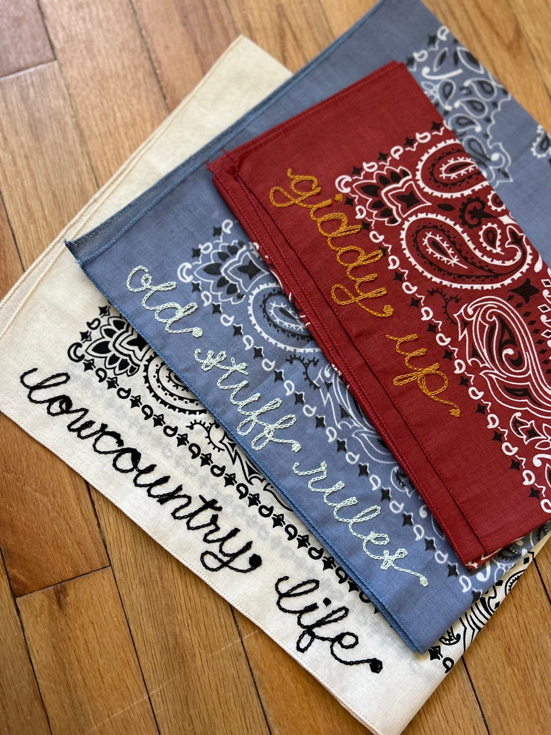 Vintage Style Custom Chainstitch Embroidered Cotton Paisley Bandanas Etsy