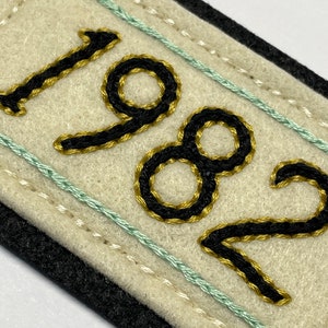 Handmade / hand embroidered off white & blackfelt patch custom year patch choose your own year image 7