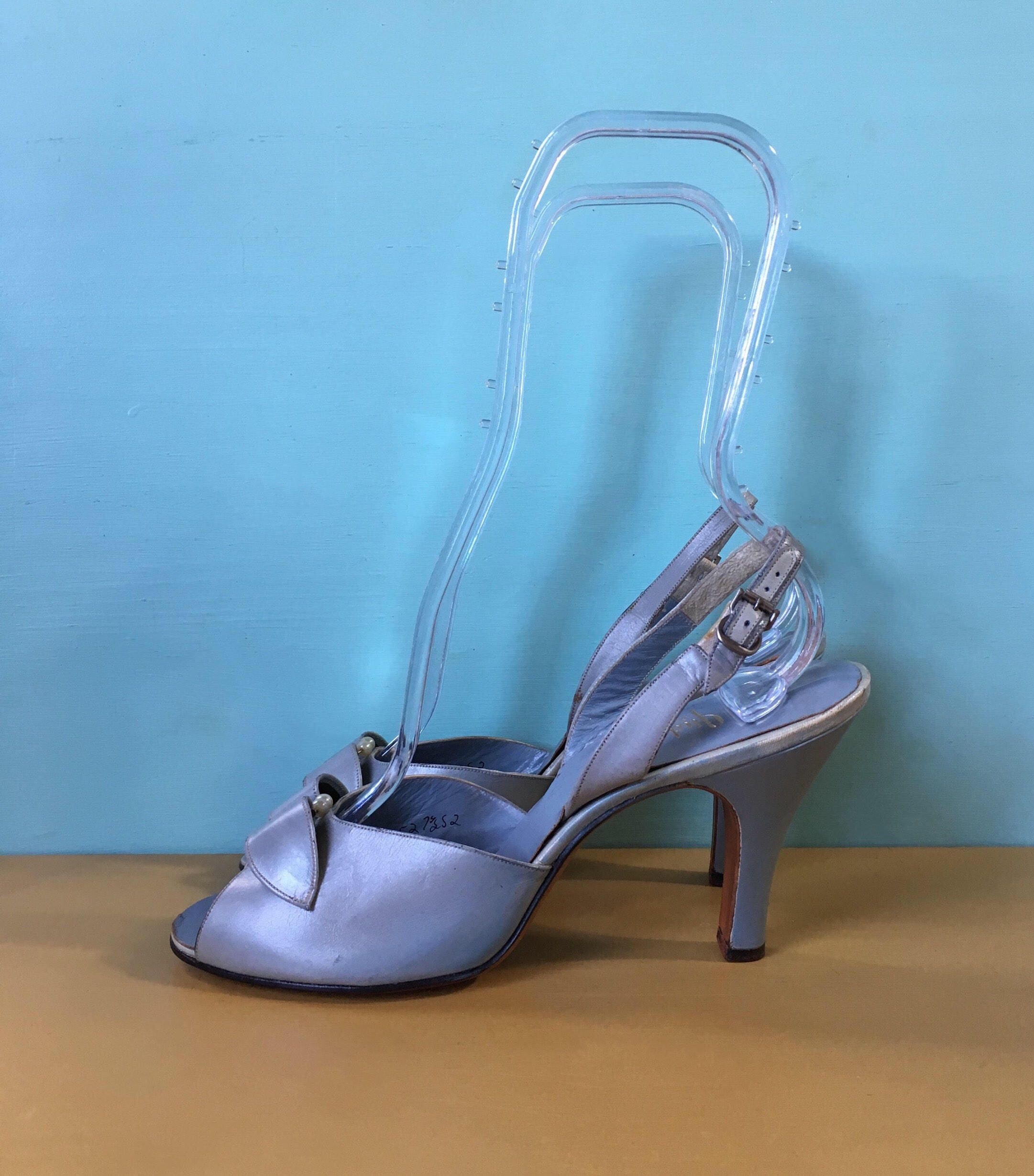 light blue peep toe heels