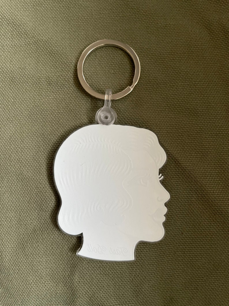 Black & white 1920s lady head tattoo acrylic keychain image 4