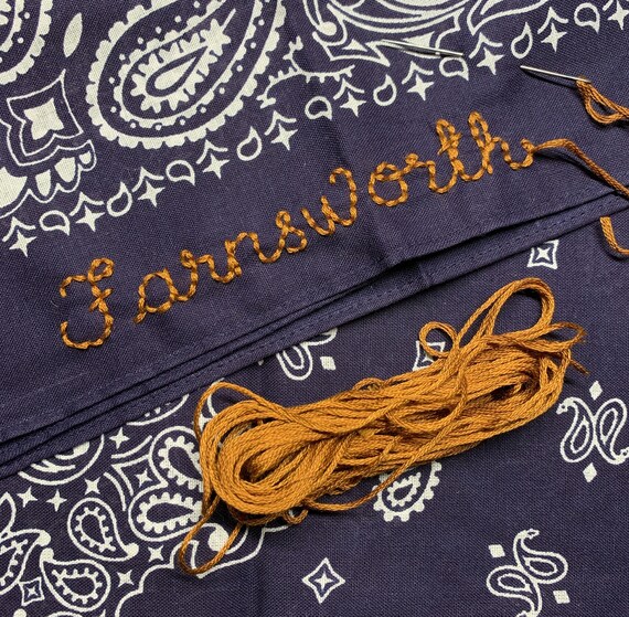 Vintage style custom embroidered cotton paisley bandanas